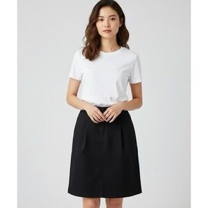 Talbots Black Stretch Cotton A-Line Skirt Size 6 Knee Length Pockets Casual Work